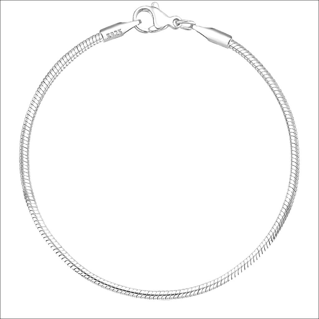 925 Sterling Silver Charm Bracelet Snake Chain Dainty Jewelry Gift
